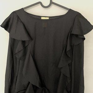 H&M Ruffled Blouse - Black, Size 4